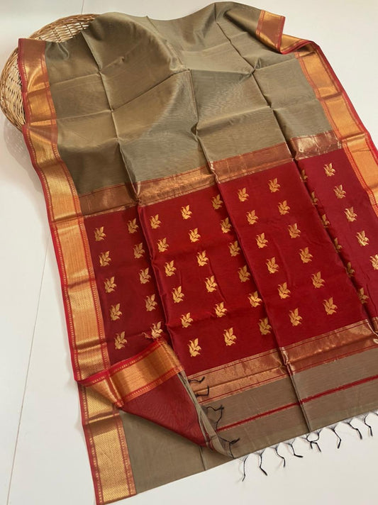 Maheshwari handloom silk cotton buta work saree - Vannamayil Fashions