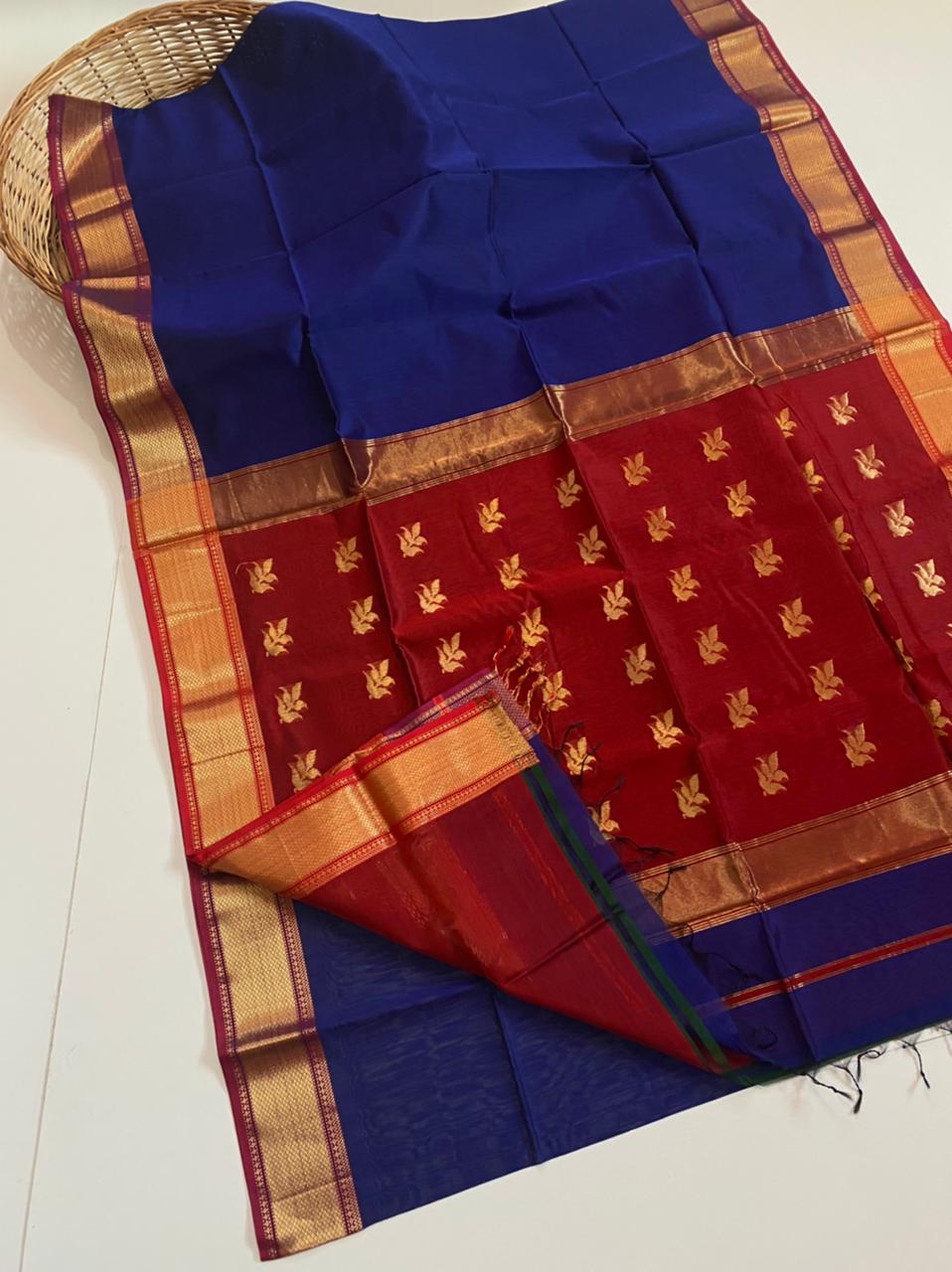 Maheshwari handloom silk cotton buta work saree - Vannamayil Fashions