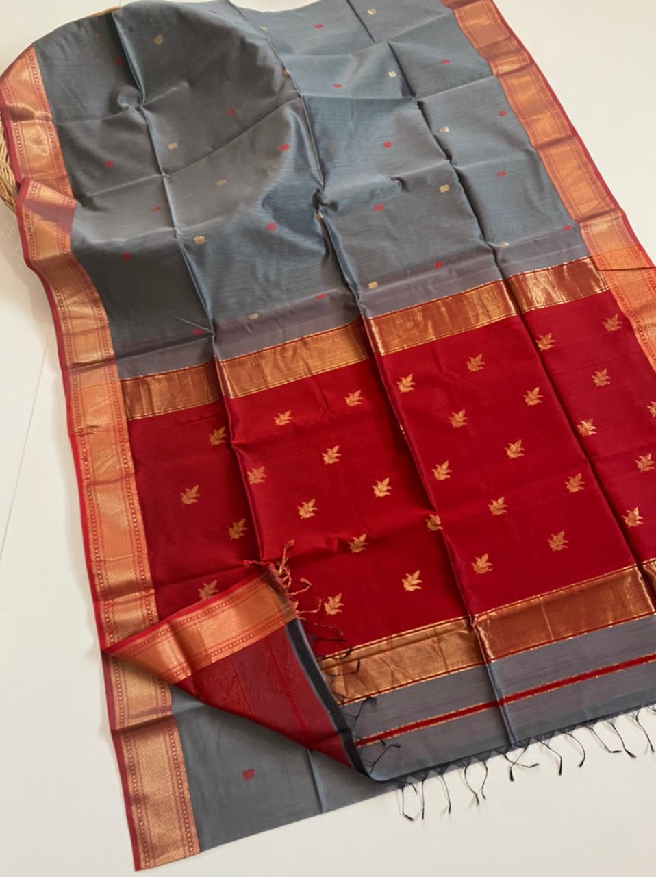 Maheshwari handloom silk cotton buta work saree - Vannamayil Fashions
