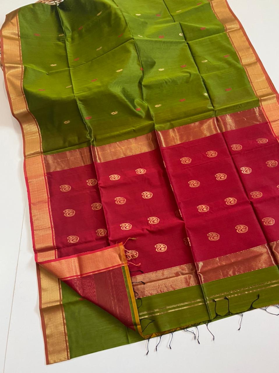 Maheshwari handloom silk cotton buta work saree - Vannamayil Fashions