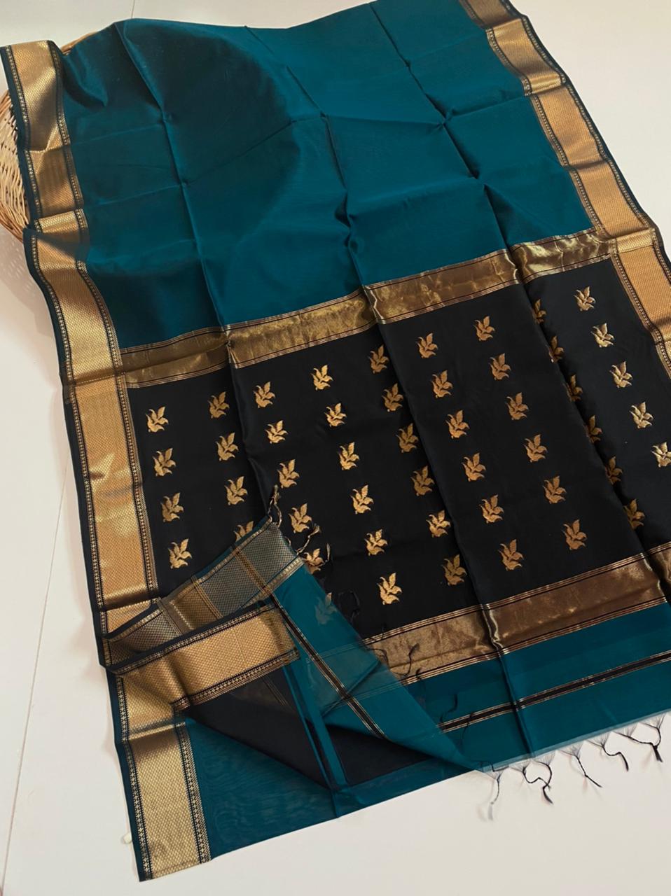 Maheshwari handloom silk cotton buta work saree - Vannamayil Fashions