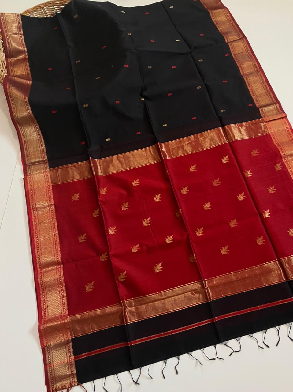 Maheshwari handloom silk cotton buta work saree - Vannamayil Fashions