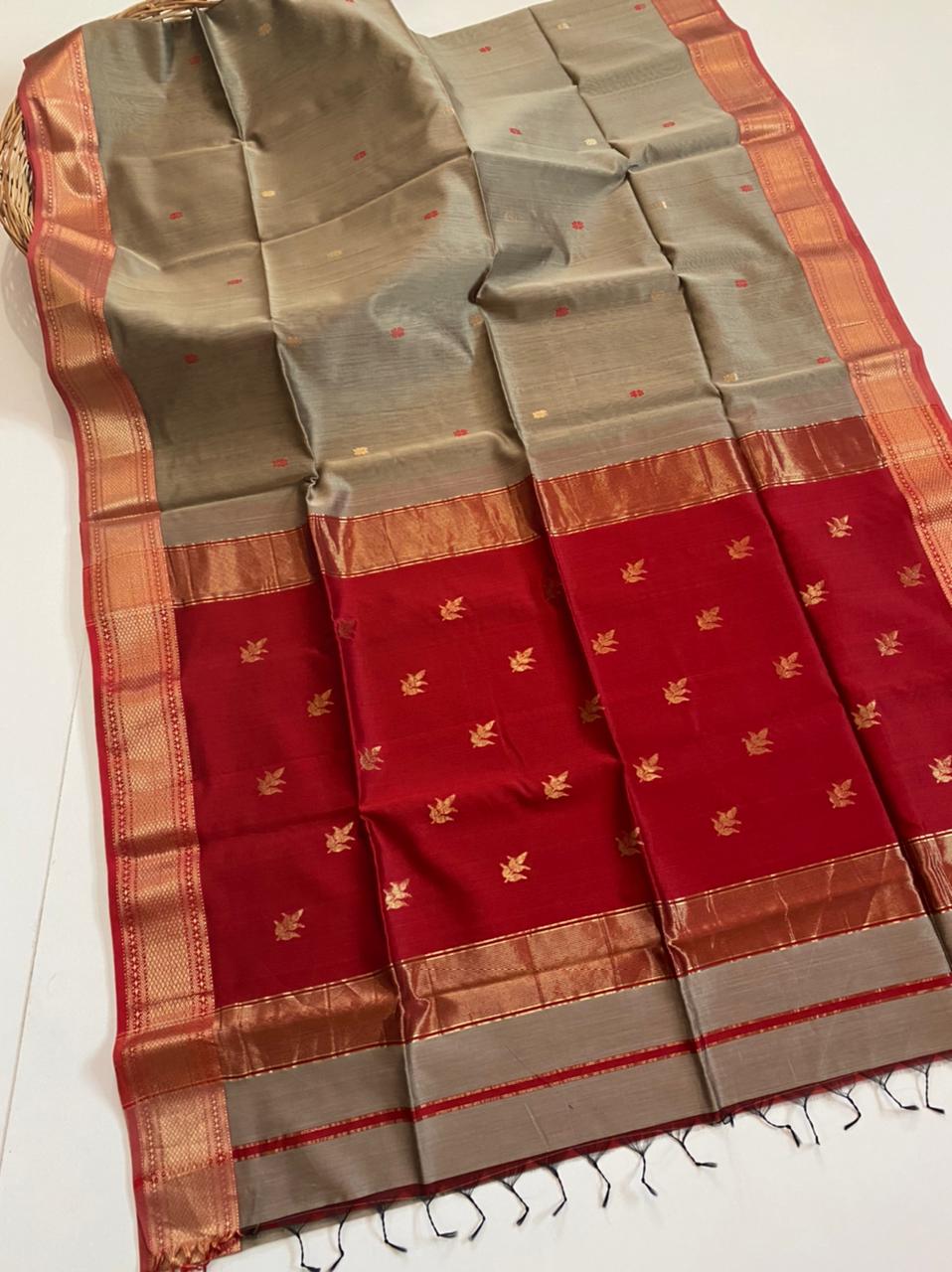 Maheshwari handloom silk cotton buta work saree - Vannamayil Fashions