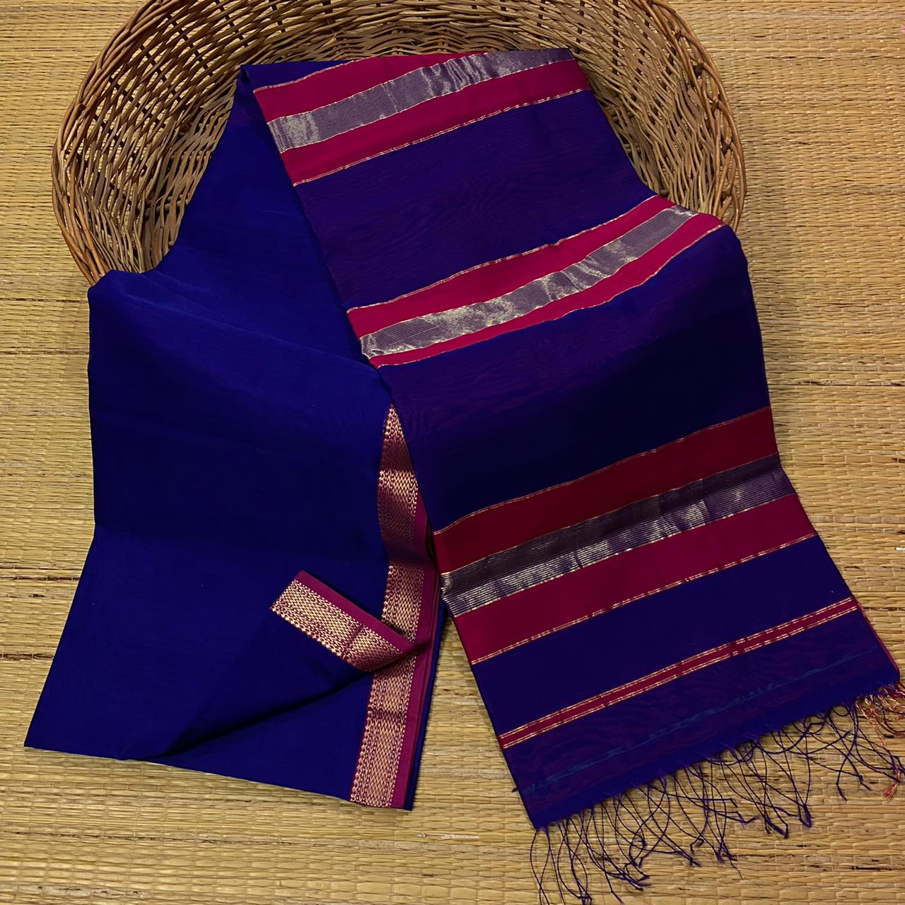 Maheshwari handloom small zari border saree