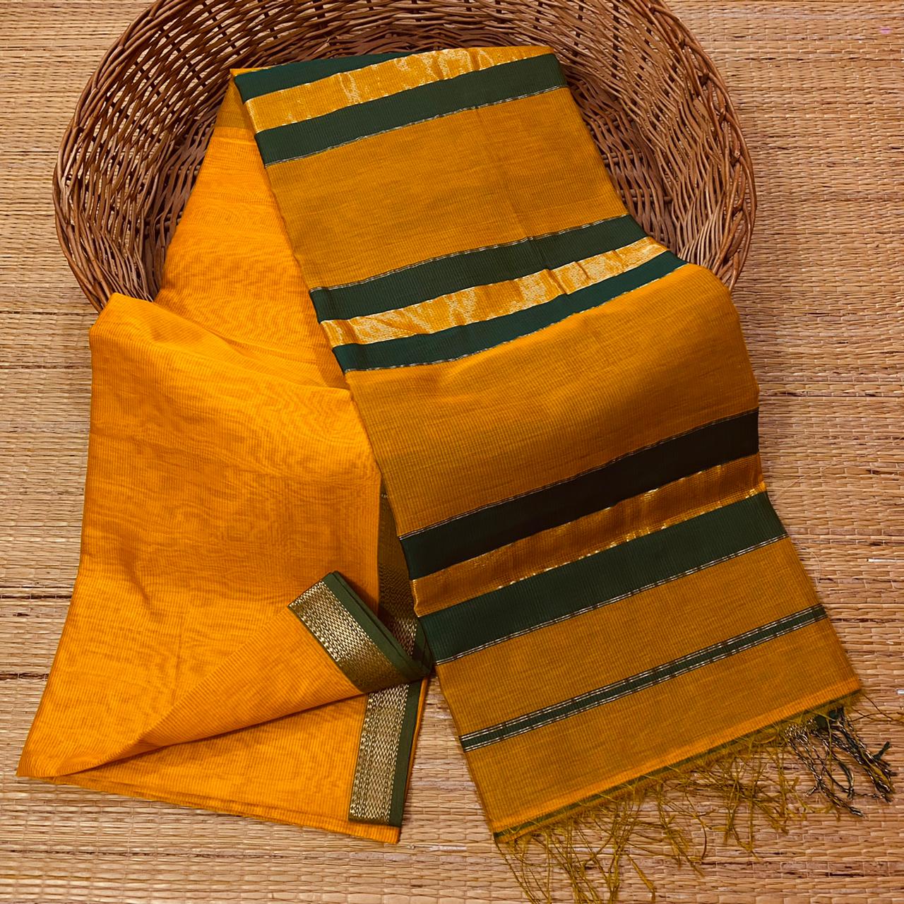 Maheshwari handloom small zari border saree