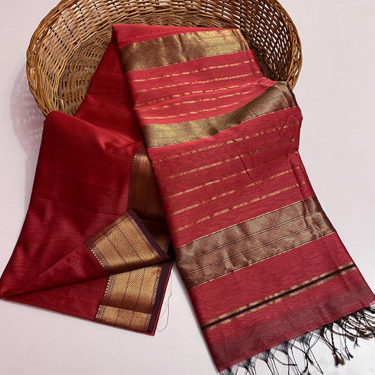 Maheshwari handloom zari chattai border saree