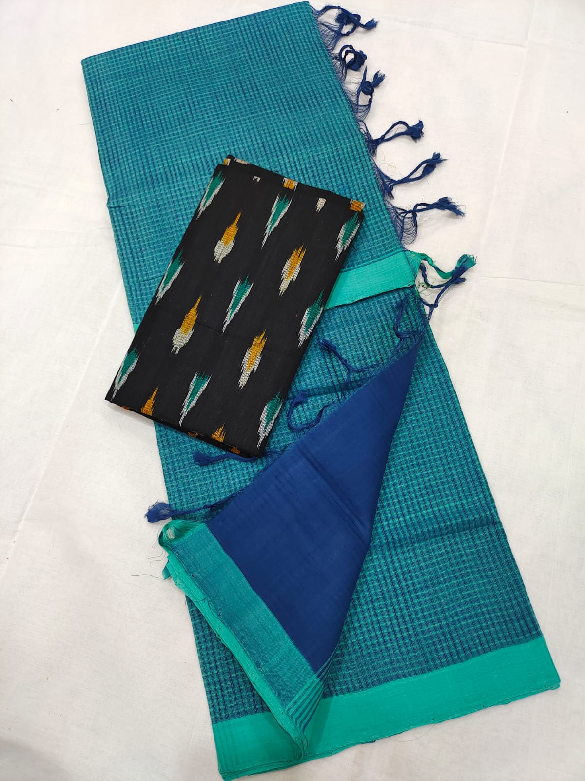 Mangalagiri cotton missing check saree