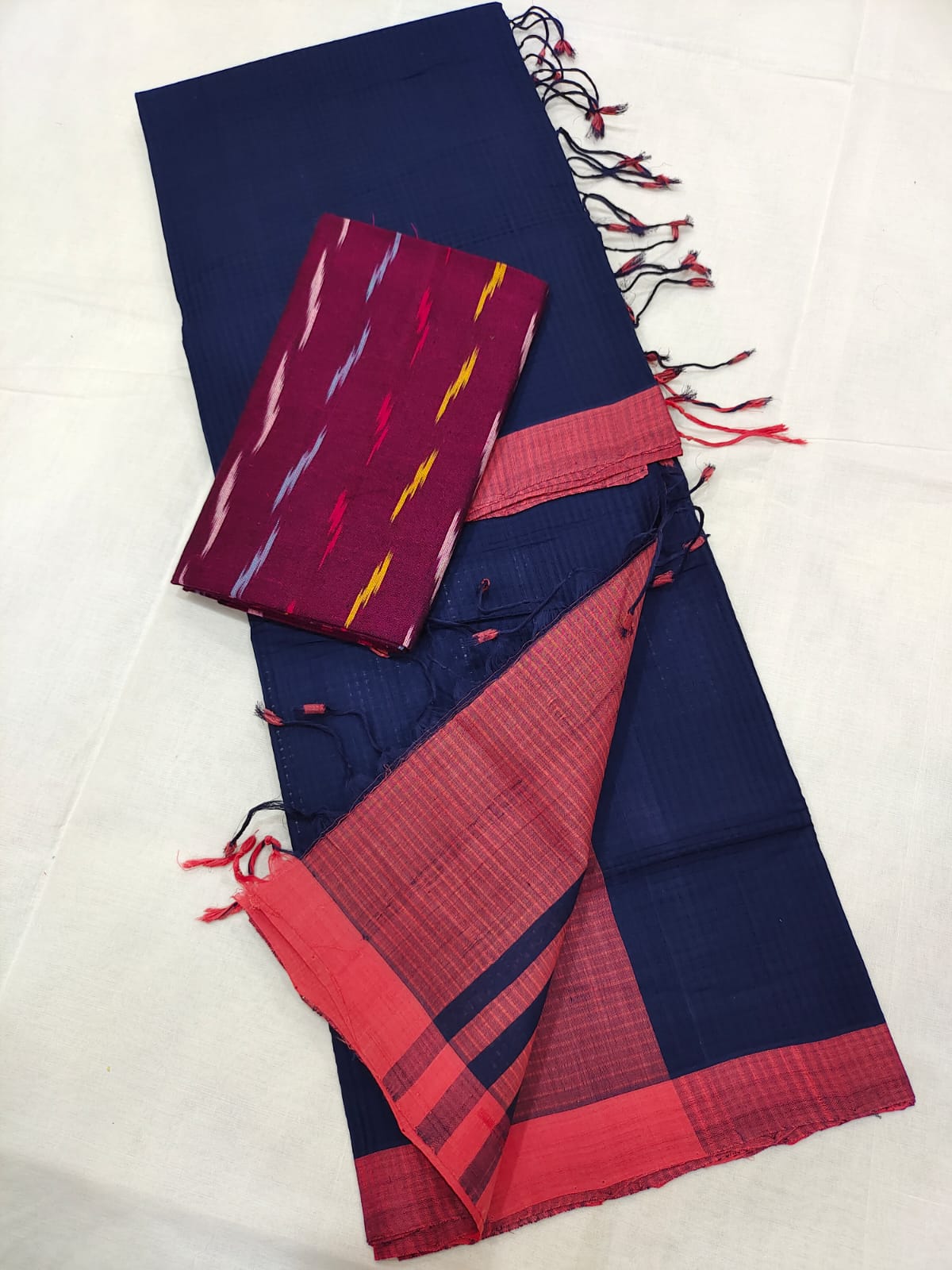 Mangalagiri cotton missing check saree
