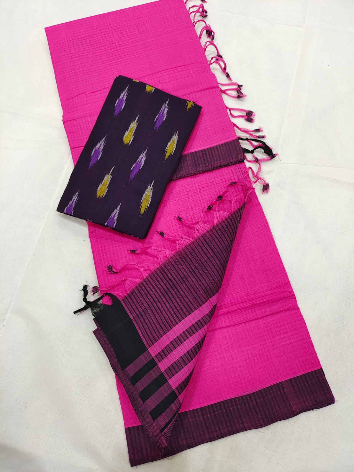 Mangalagiri cotton missing check saree