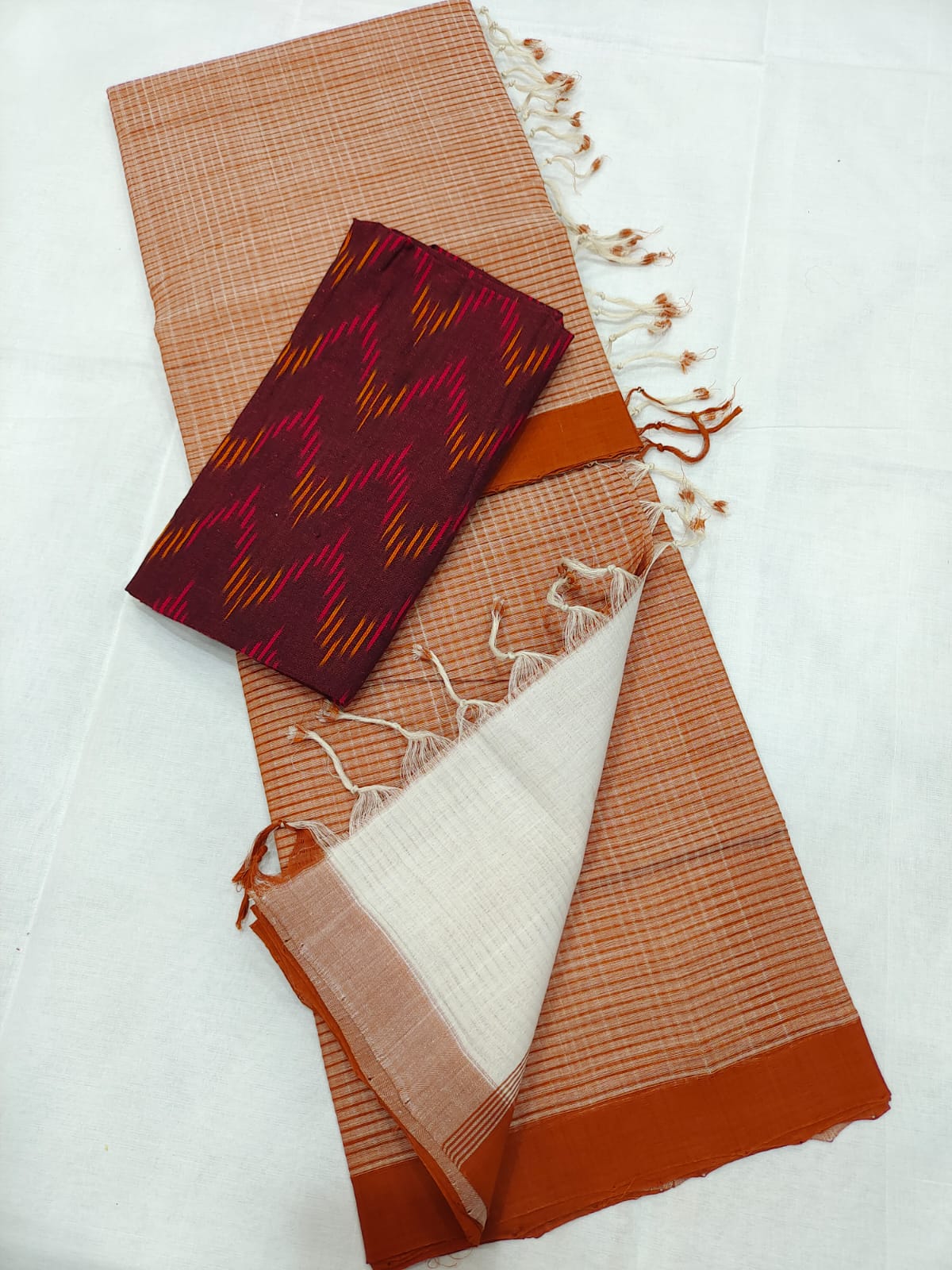 Mangalagiri cotton missing check saree