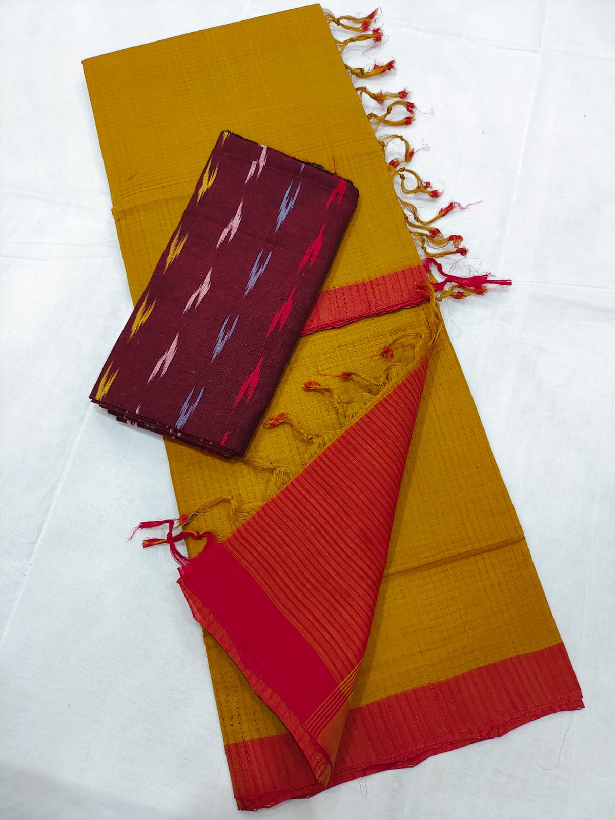 Mangalagiri cotton missing check saree