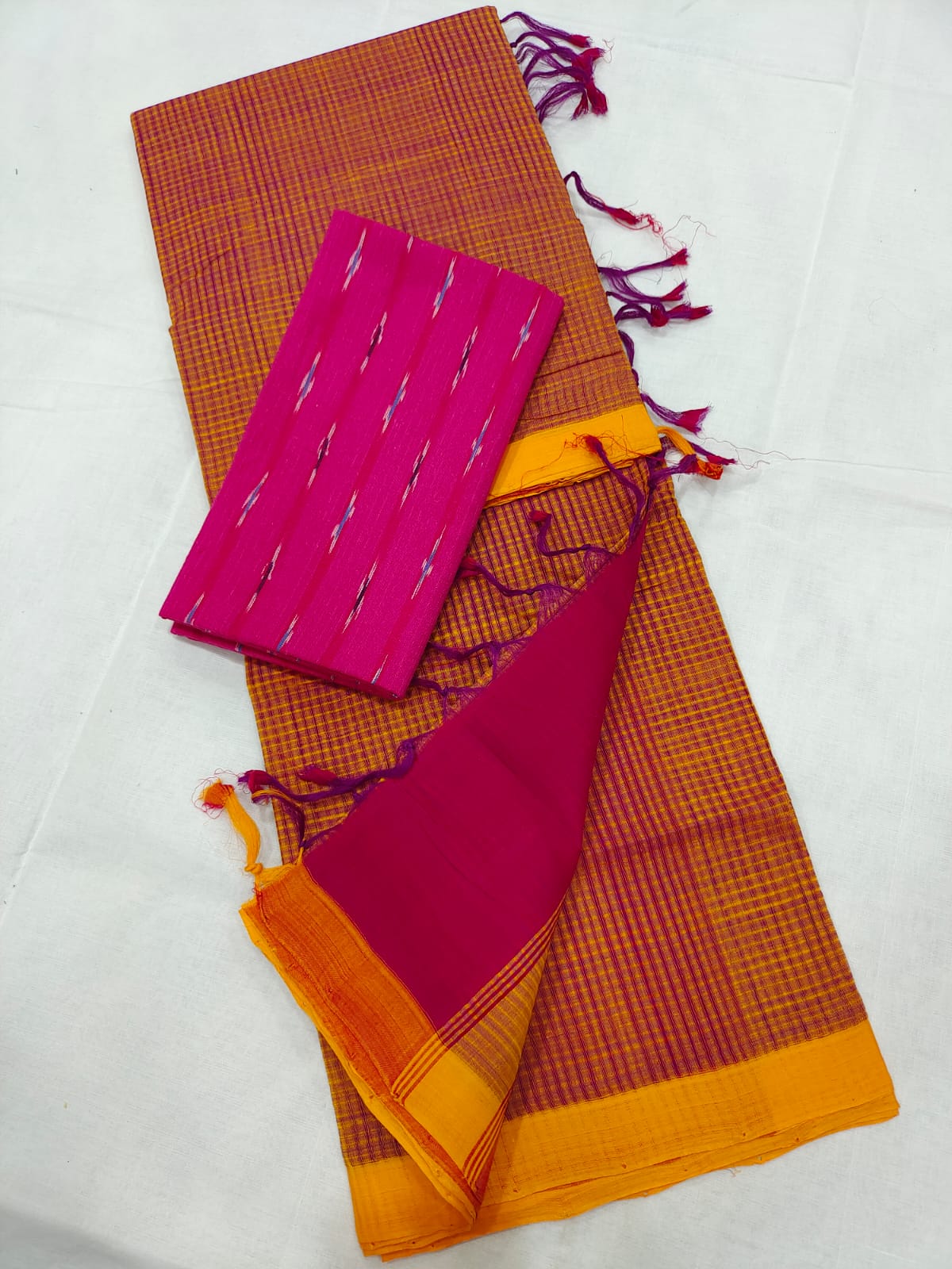 Mangalagiri cotton missing check saree