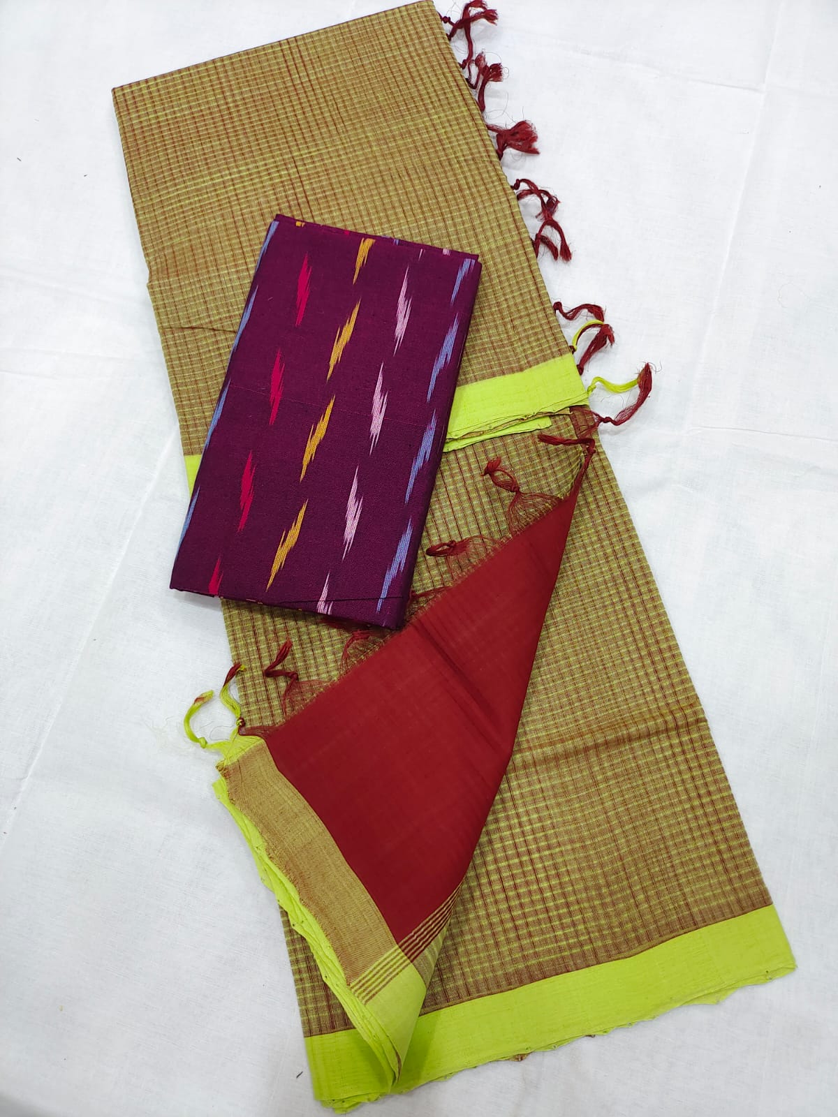 Mangalagiri cotton missing check saree