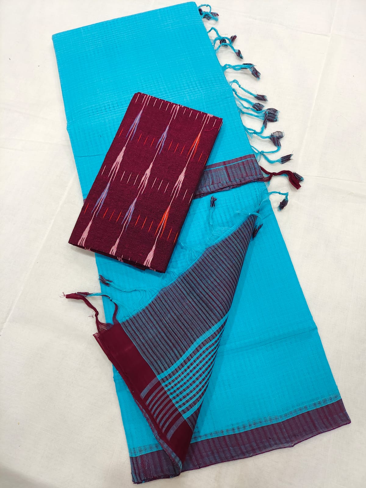 Mangalagiri cotton missing check saree