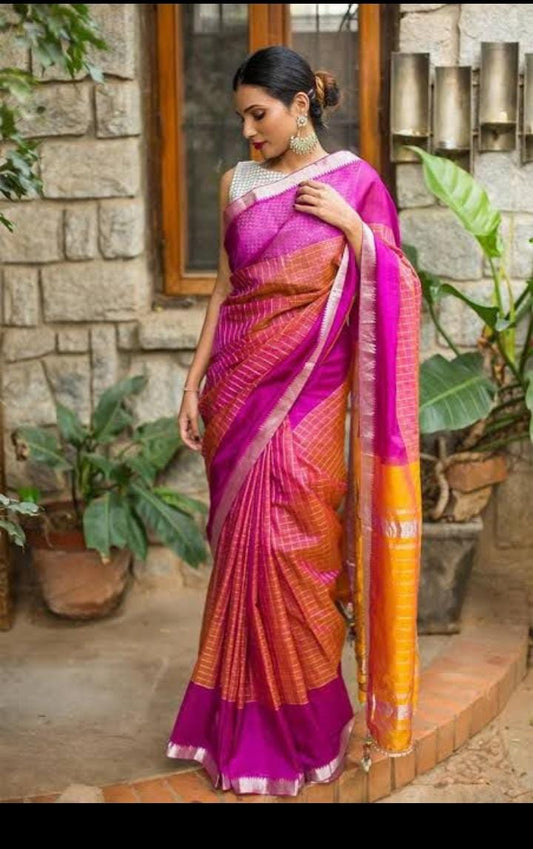 Mangalagiri handloom pure pattu by cotton saree