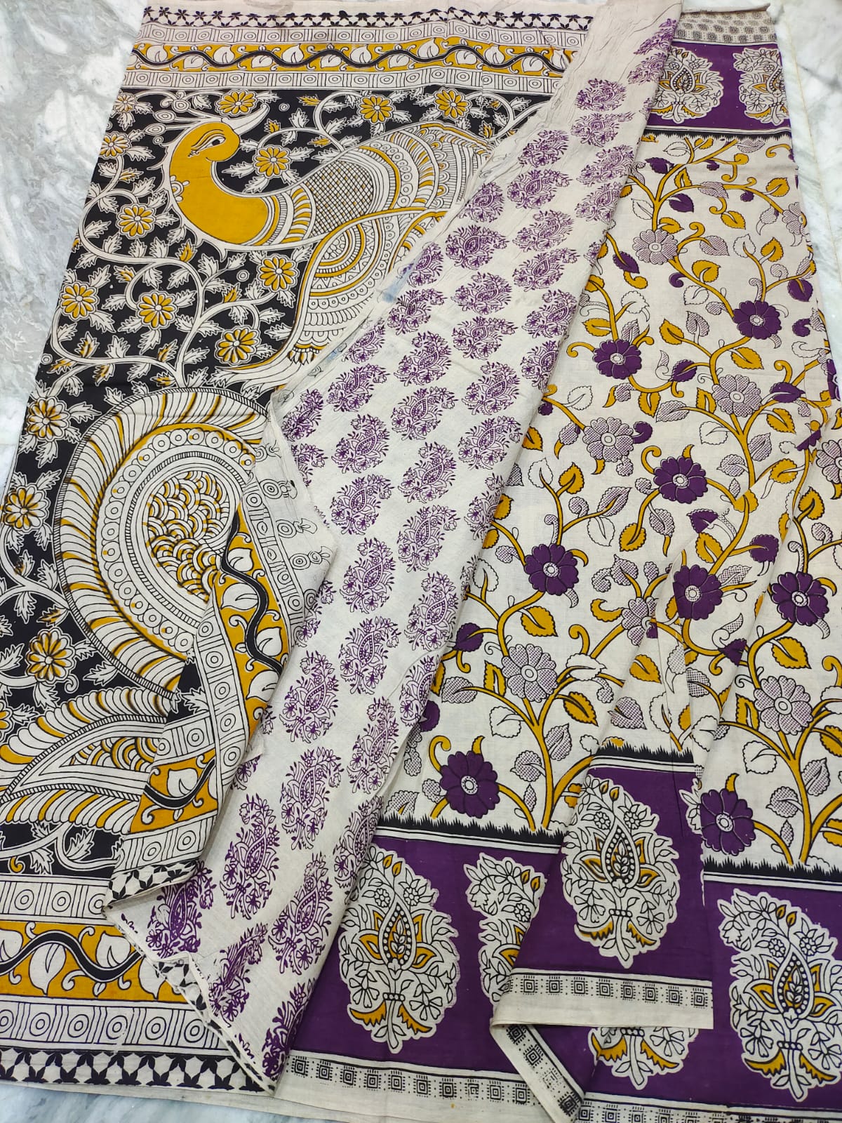 Mangalagiri kalamkari cotton saree