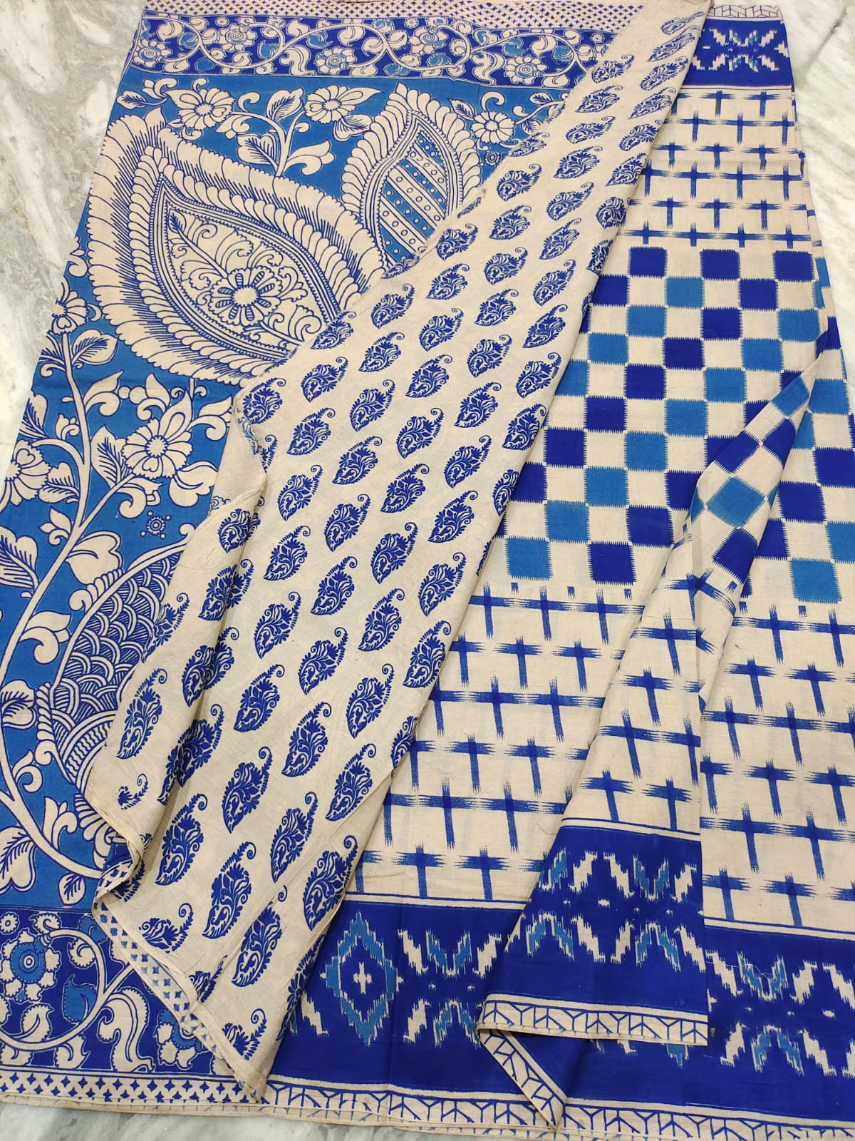 Mangalagiri kalamkari cotton saree