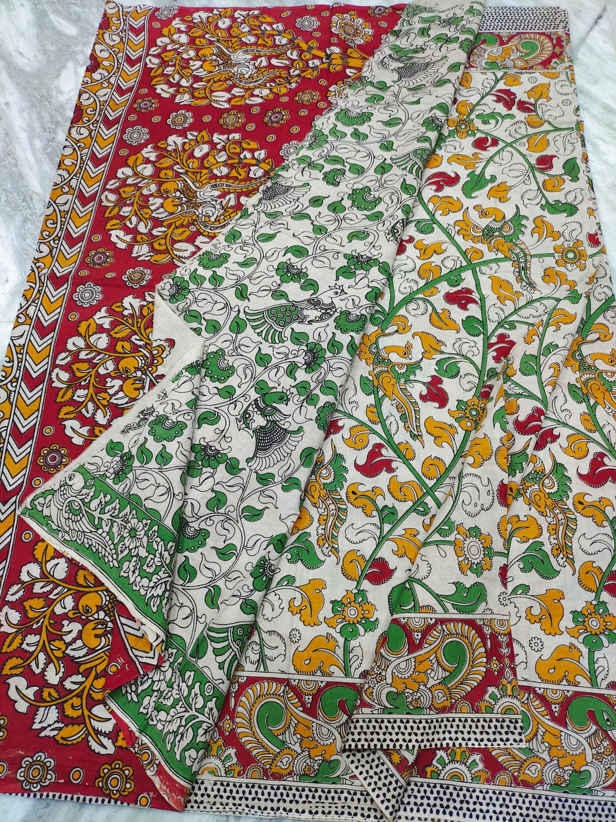 Mangalagiri kalamkari cotton saree