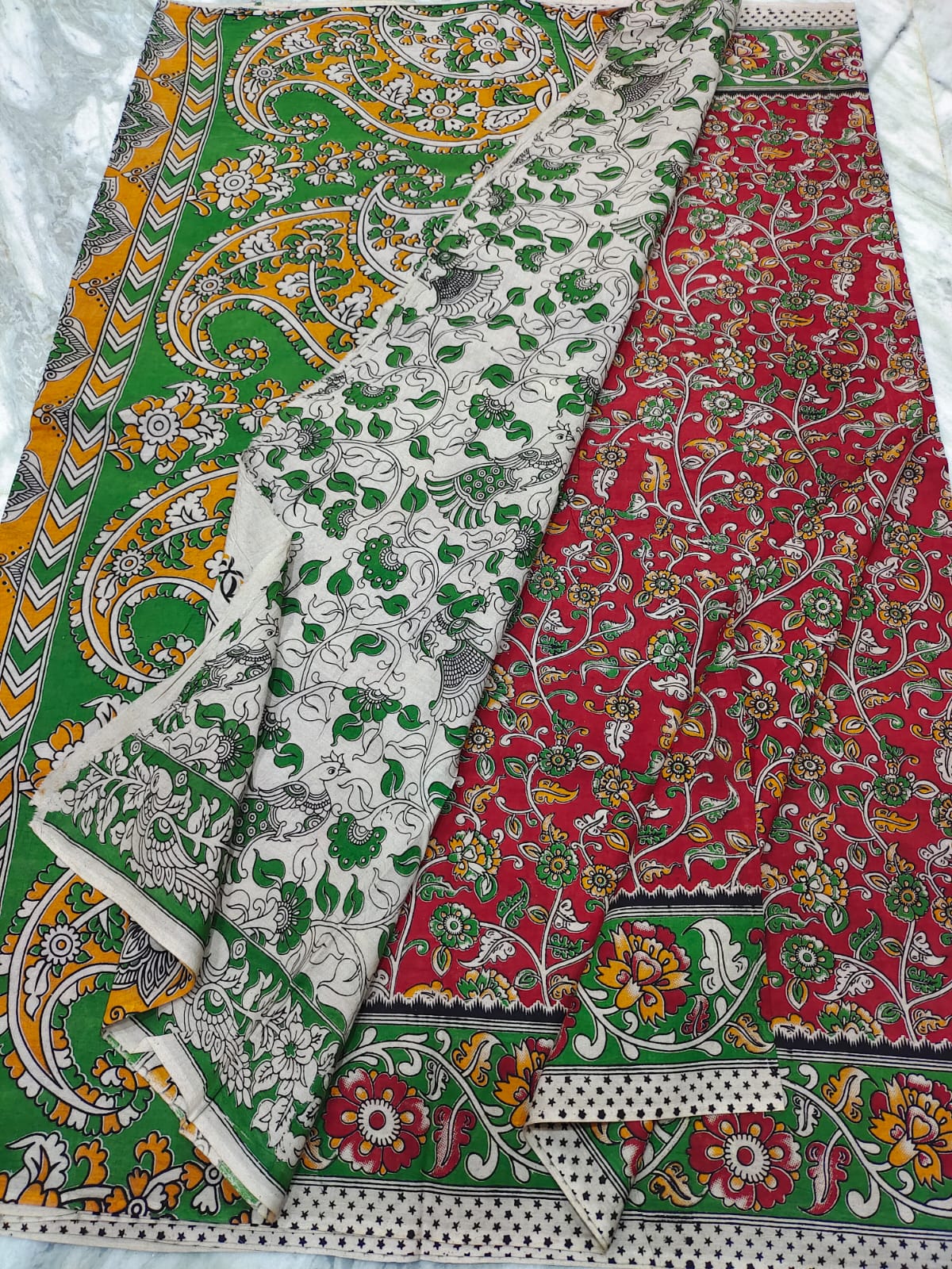 Mangalagiri kalamkari cotton saree