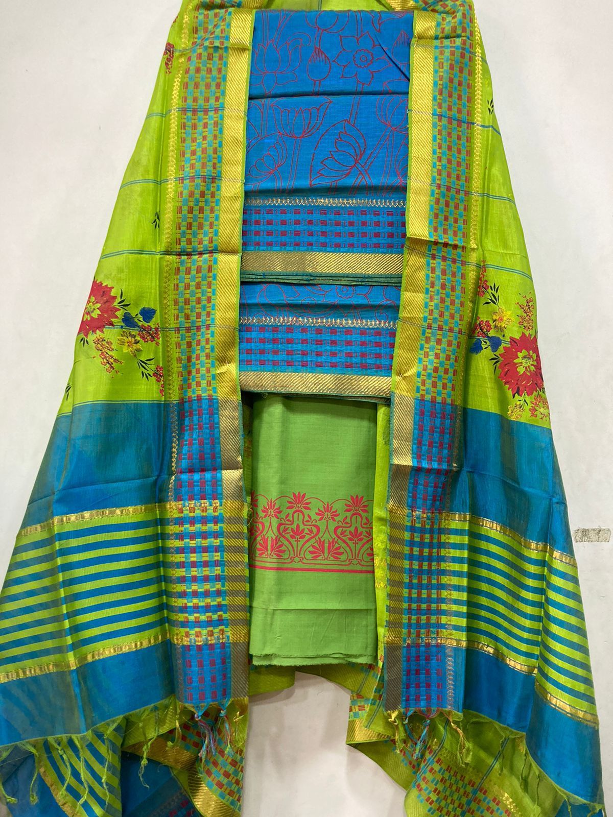 Mangalagiri pattu by cotton dress material