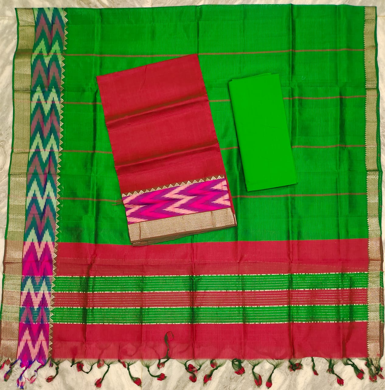 Mangalagiri pattu dress material set (unstitched)