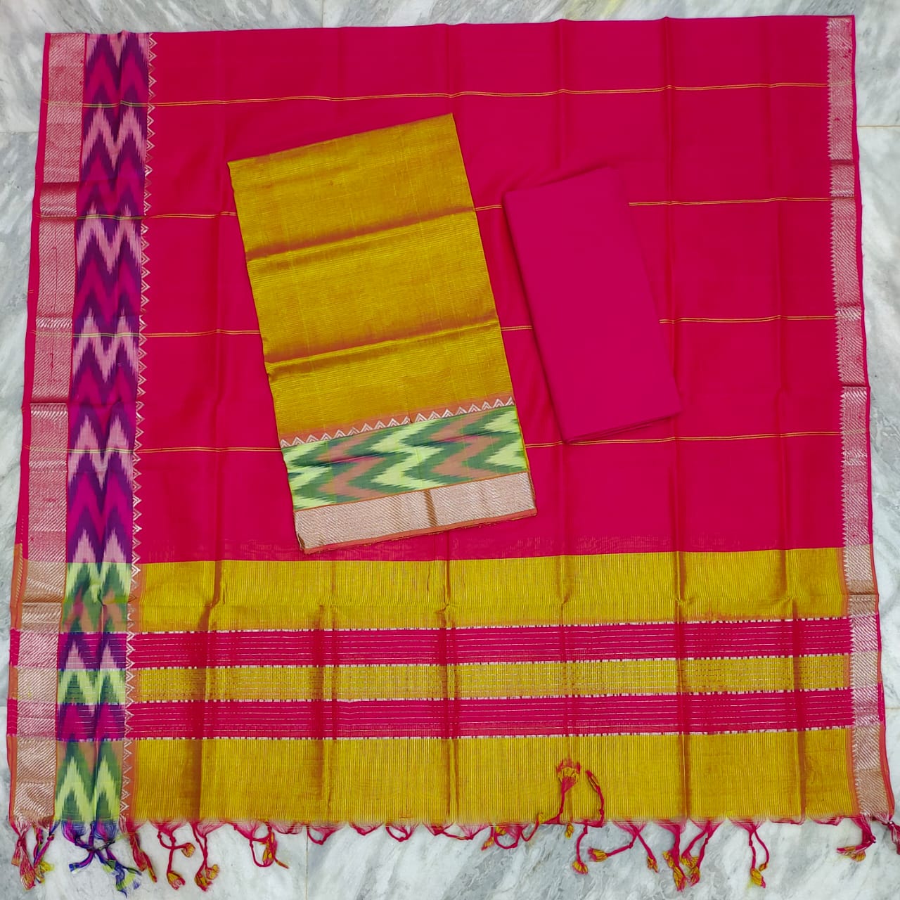 Mangalagiri pattu dress material set (unstitched)
