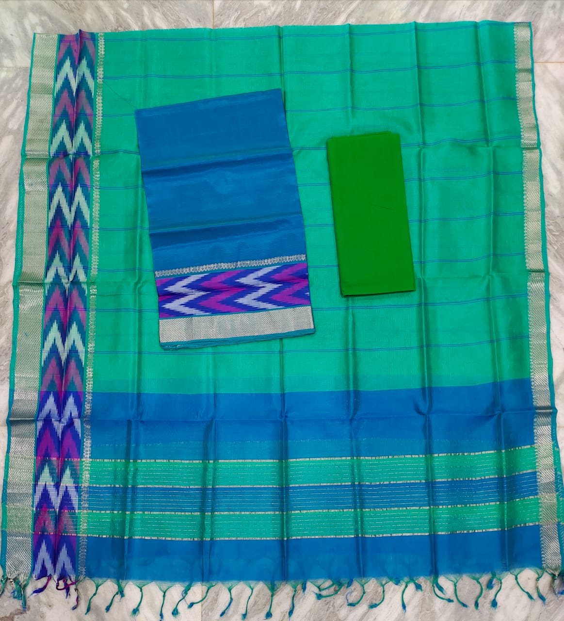 Mangalagiri pattu dress material set (unstitched)