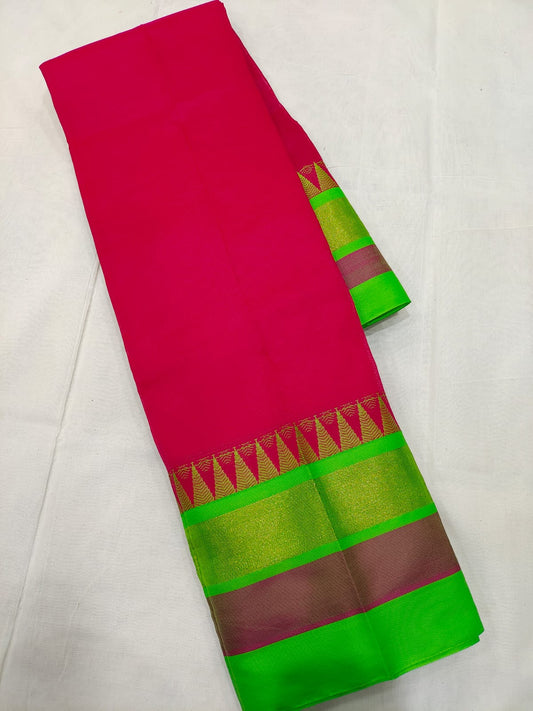 Mangalagiri pattu plain beautiful temple border plain saree
