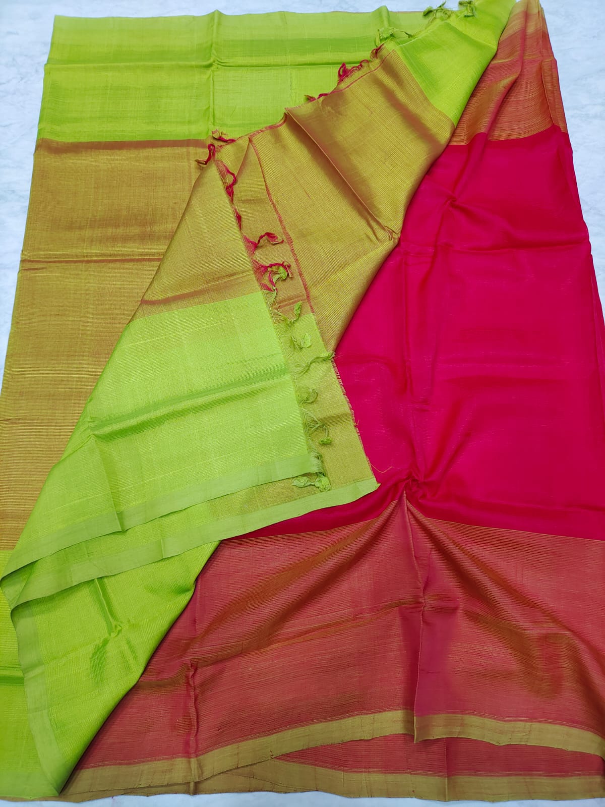Mangalagiri pattu half and half saree
