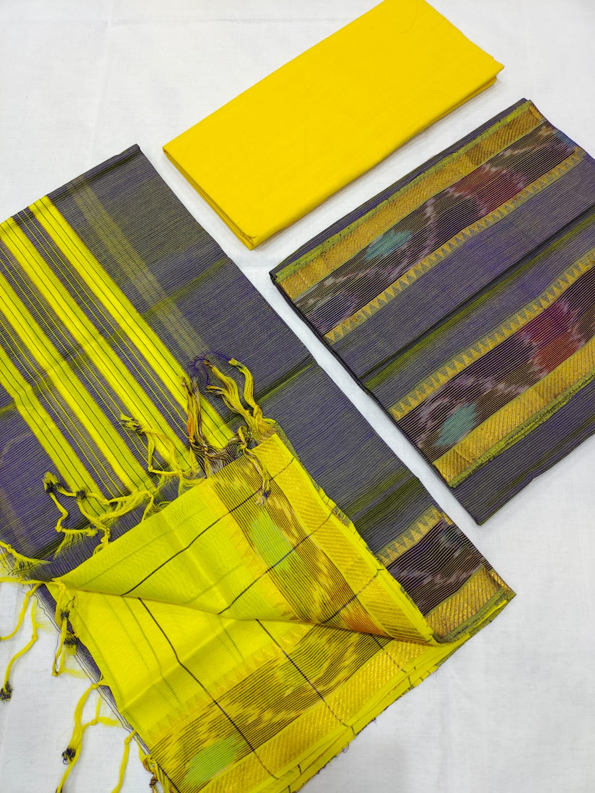 Mangalagiri pattu pochampalli border dress material set
