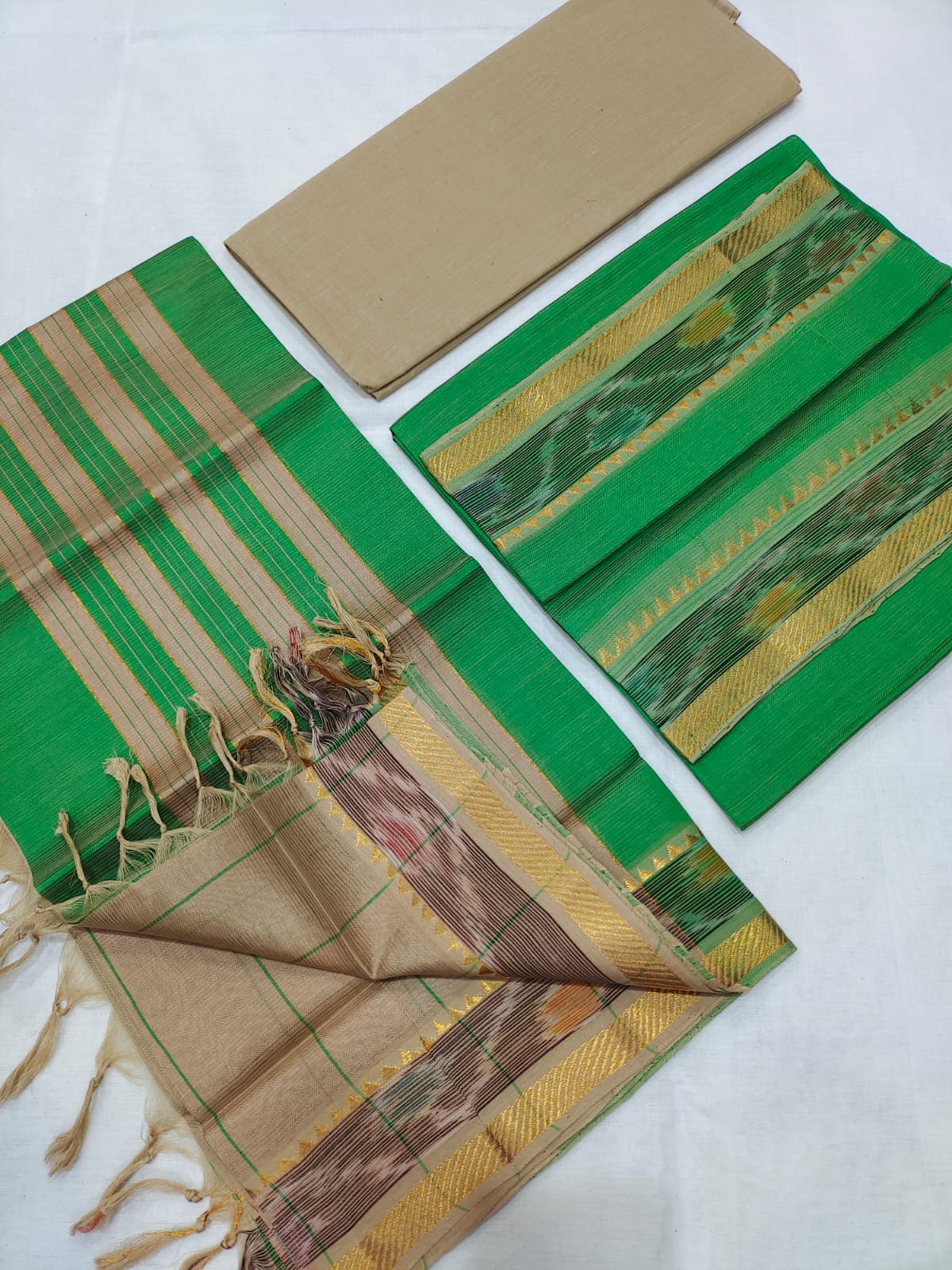 Mangalagiri pattu pochampalli border dress material set
