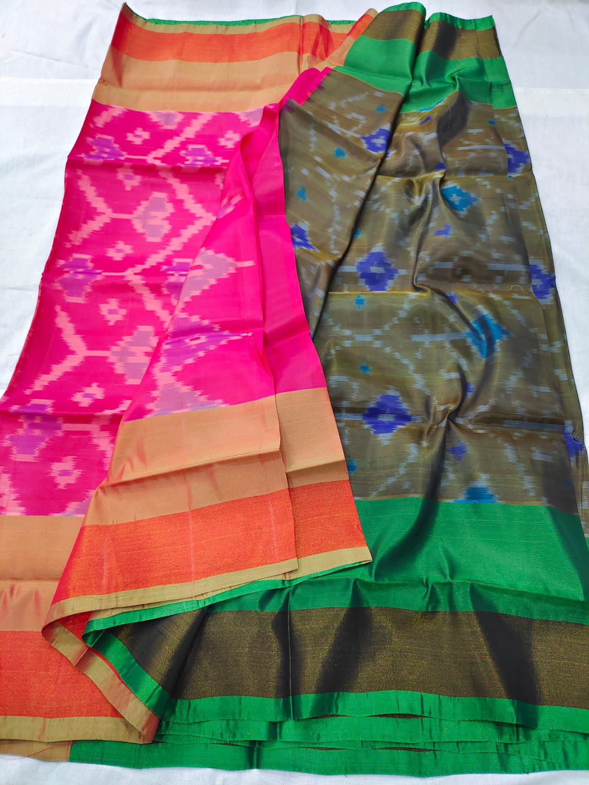 Mangalagiri pattu pochampalli ikkat design saree