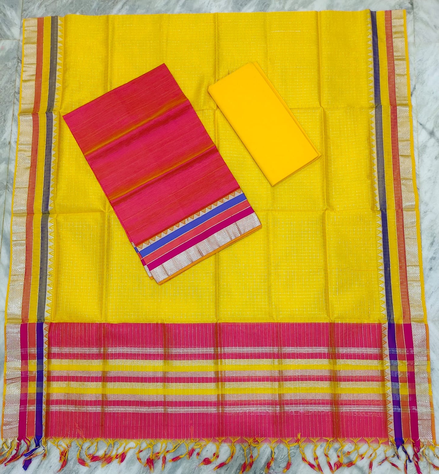 Mangalagiri pattu silver zari dress material