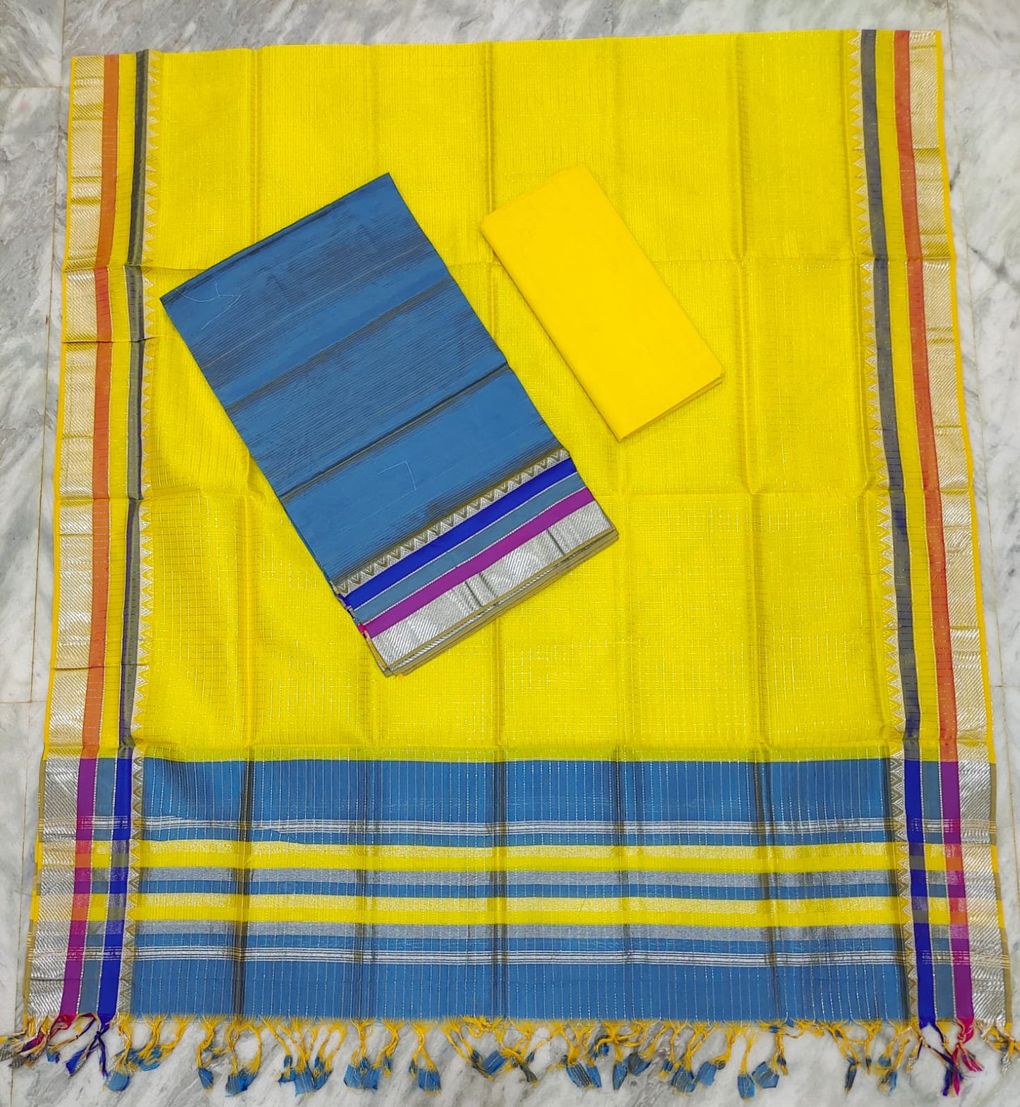 Mangalagiri pattu silver zari dress material