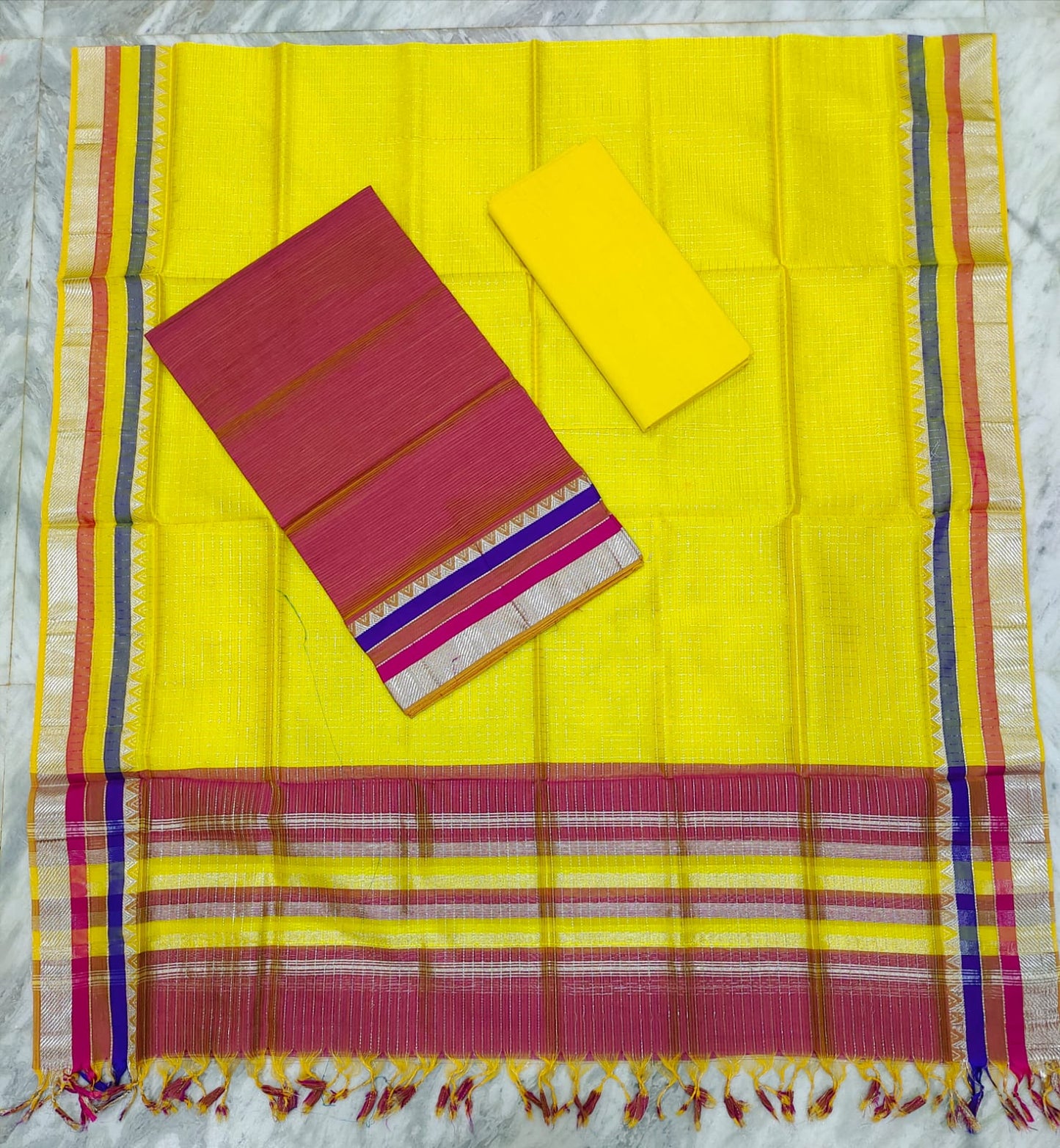 Mangalagiri pattu silver zari dress material
