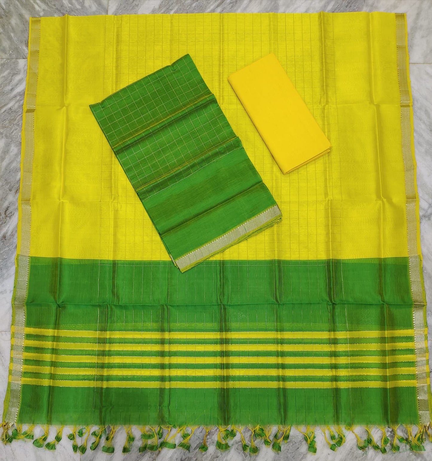 Mangalagiri pattu silver zari dress material set (unstitched)