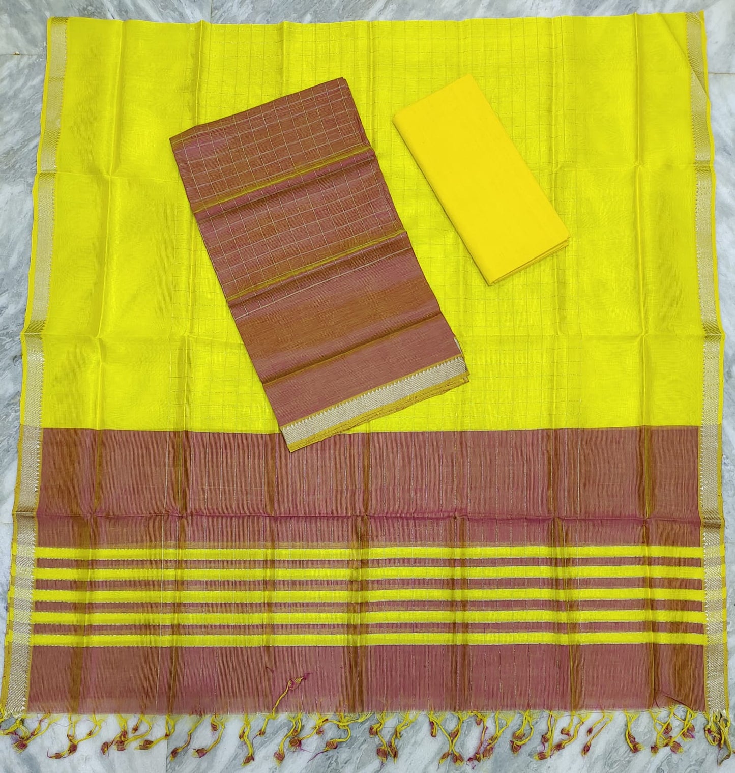 Mangalagiri pattu silver zari dress material set (unstitched)
