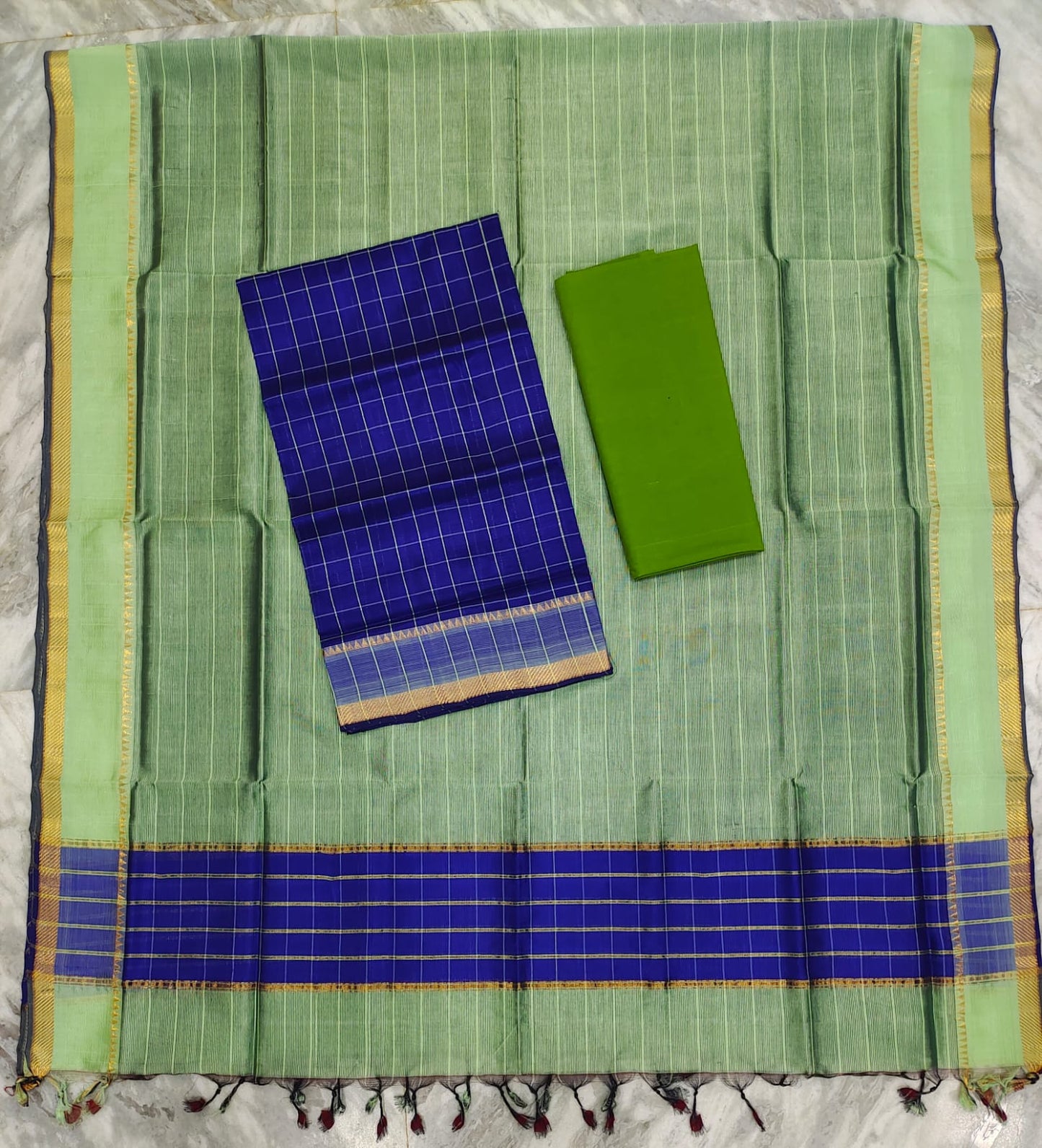 Mangalagiri pattu stripes dress material set (unstitched)