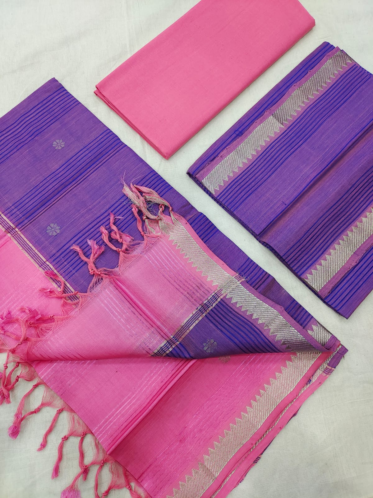 Mangalagiri pattu zari border dress material