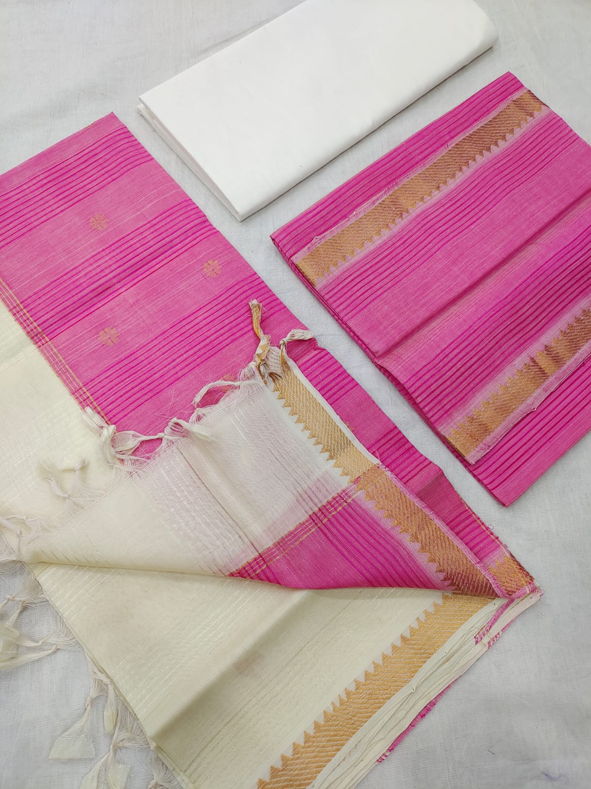 Mangalagiri pattu zari border dress material