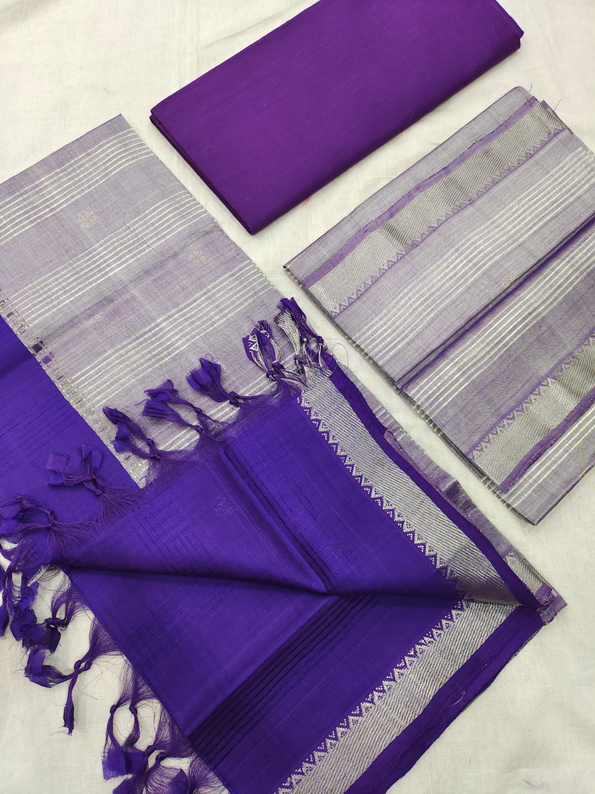 Mangalagiri pattu zari border dress material
