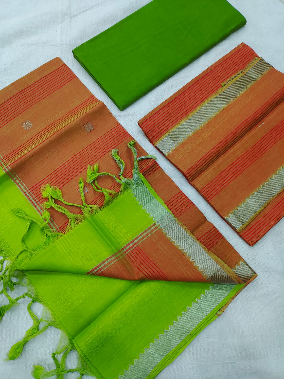 Mangalagiri pattu zari border dress material