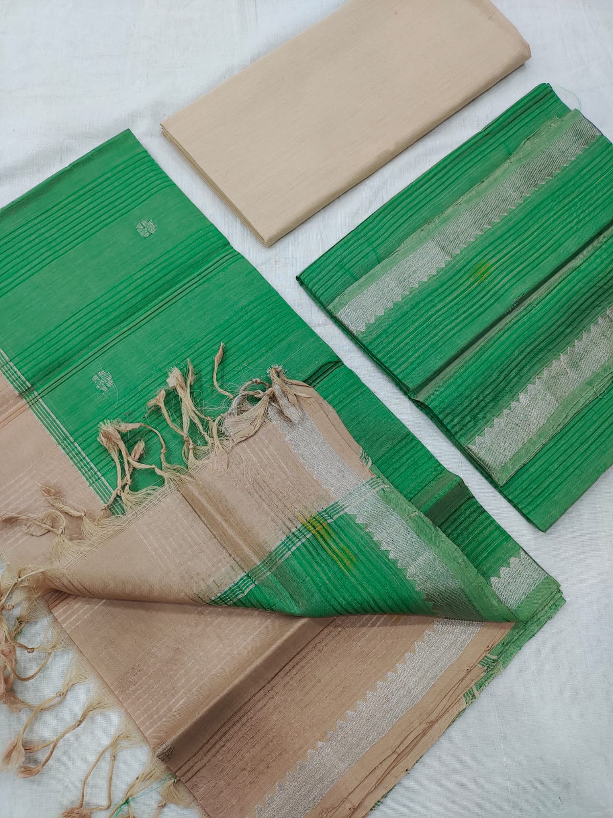 Mangalagiri pattu zari border dress material