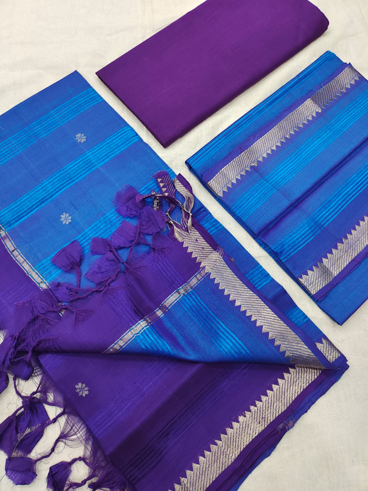 Mangalagiri pattu zari border dress material