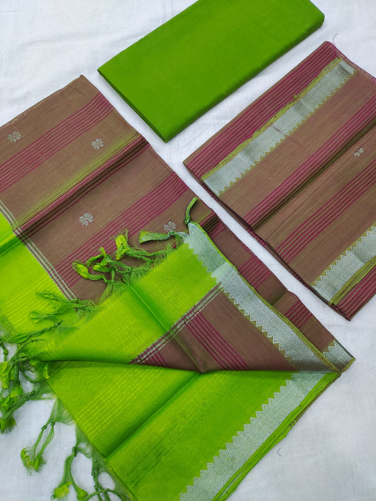 Mangalagiri pattu zari border dress material