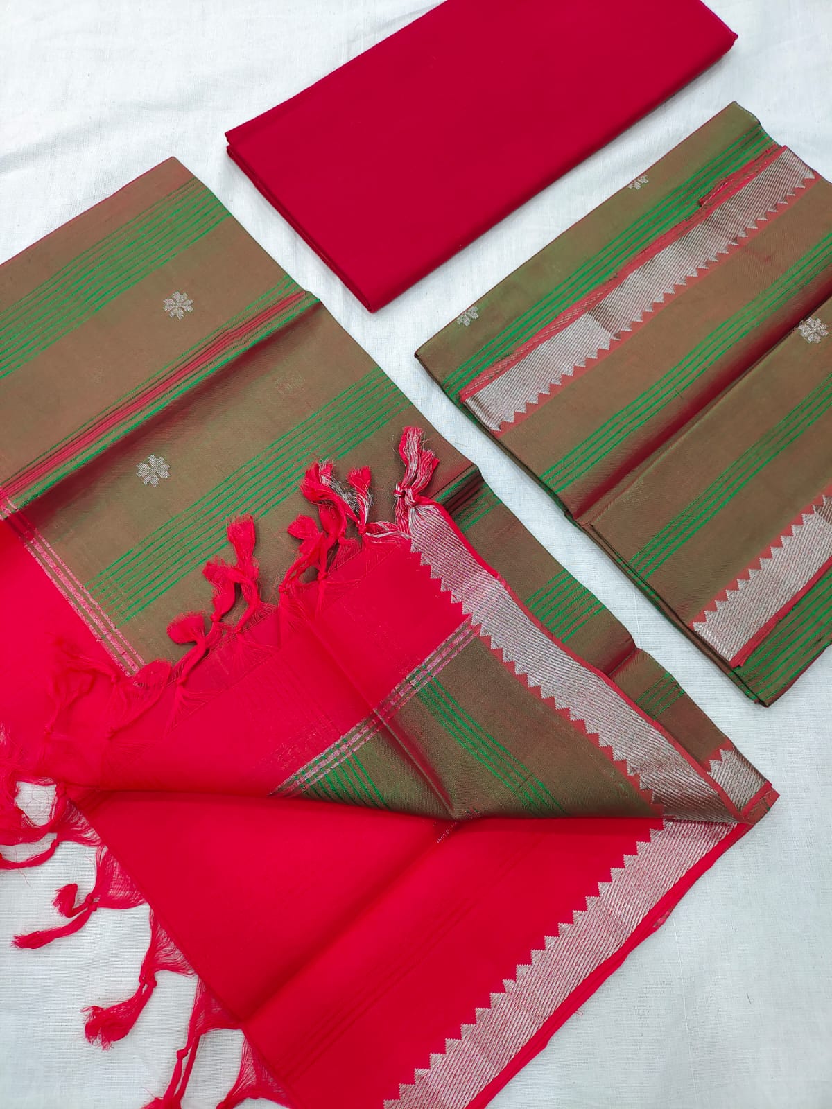 Mangalagiri pattu zari border dress material