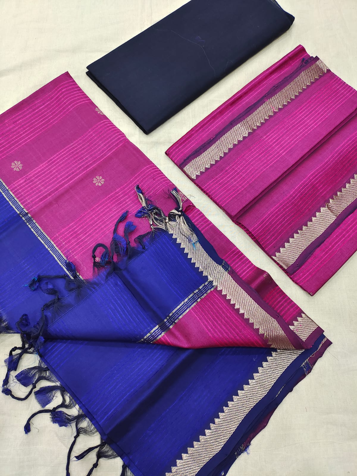 Mangalagiri pattu zari border dress material