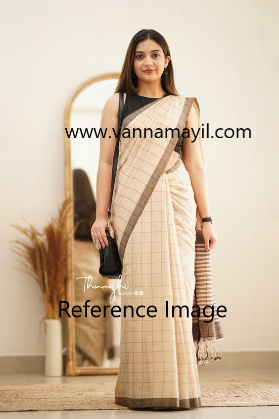 Mangalagiri pure cotton beautiful check saree