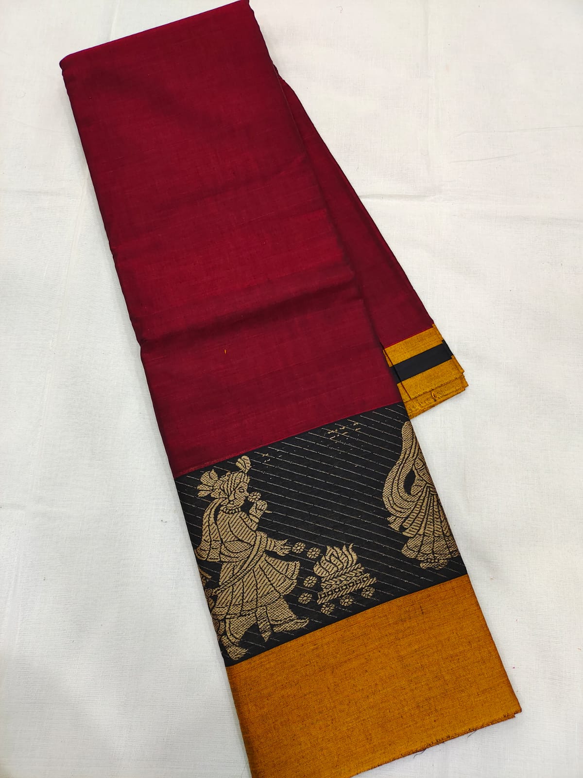 Mangalagiri pure cotton beautiful thread border saree - Vannamayil Fashions