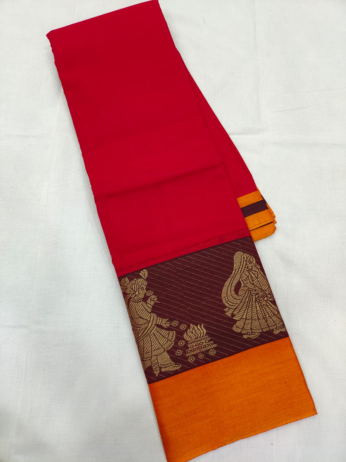 Mangalagiri pure cotton beautiful thread border saree - Vannamayil Fashions